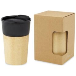 Pereira 320 ml porcelain mug with bamboo outer wall Pereira 320 ml porcelain mug with bamboo outer wall