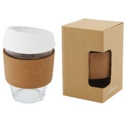 Lidan 360 ml borosilicate glass tumbler with cork grip and silicone lid Lidan 360 ml borosilicate glass tumbler with cork grip and silicone lid