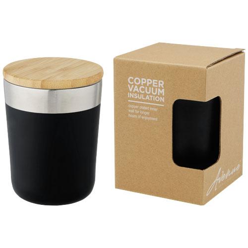 Lagan 300 ml copper vacuum insulated stainless steel tumbler with bamboo lid Lagan 300 ml copper vacuum insulated stainless steel tumbler with bamboo lid
