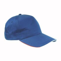 Cotton 5-panel cap with three-colour piping and Italian flag embroidery on the strap