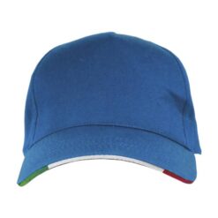 Cotton 5-panel cap with three-colour piping and Italian flag embroidery on the strap