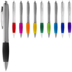 Nash ballpoint pen silver barrel and coloured grip