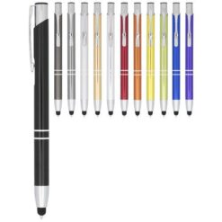 Moneta anodized aluminium click stylus ballpoint pen