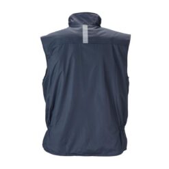 Multi-pocket polyester vest with inner fleece lining and reflective strip on the neck