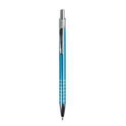 Aluminium snap pen with coloured barrel and ring-decorated grip Aluminium snap pen with coloured barrel and ring-decorated grip