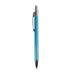 Aluminium snap pen with coloured barrel and ring-decorated grip