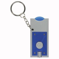 Plastic key ring with shopping trolley token and light