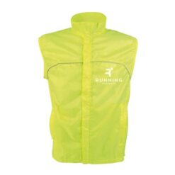 High-visibility fluorescent polyester vest with breathable mesh on the back