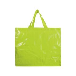 Laminated 120 g/m2 PP shopping bag with gusset and long ribbon handles