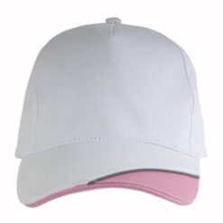 Cotton 5-panel cap with coloured section on the visor and reflective piping