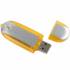 4 GB silver ABS pen drive with transparent coloured edges. Upload on request