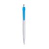 Plastic snap pen with white barrel and coloured clip