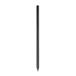 Black wooden pencil with graphite lead, black wood, cylindrical cross-section