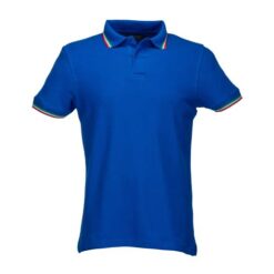 100% piqué cotton (180 g/m2) short-sleeved polo shirt with three-colour trims