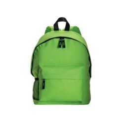 600D polyester 3-pocket backpack (one mesh side pocket). Adjustable shoulder straps