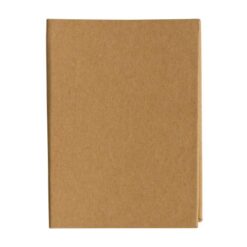 Small cardboard notebook containing sticky notes