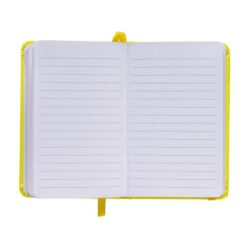 PVC notebook with coloured elastic, ruled sheets (80 pages), satin bookmark