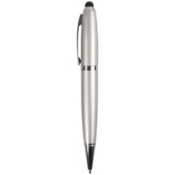 Plastic black ballpoint pen with 4 GB pen drive and touchscreen tip. Upload on request