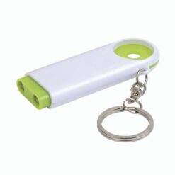 Plastic key ring with shopping trolley token and 2-LED light