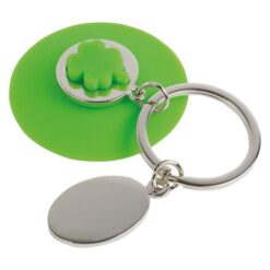 Suction key ring with shopping trolley token and customisable metal insert in a black box Suction key ring with shopping trolley token and customisable metal insert in a black box