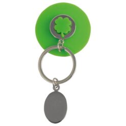 Suction key ring with shopping trolley token and customisable metal insert in a black box