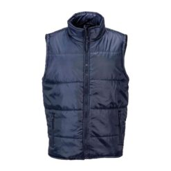 Padded and lined polyester vest with 2 zipped side pockets. Sizes: S/M/L/XL/XXL Padded and lined polyester vest with 2 zipped side pockets. Sizes: S/M/L/XL/XXL