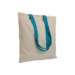 135 g/m2 natural cotton shopping bag with coloured long handles 135 g/m2 natural cotton shopping bag with coloured long handles