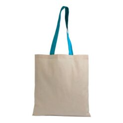135 g/m2 natural cotton shopping bag with coloured long handles