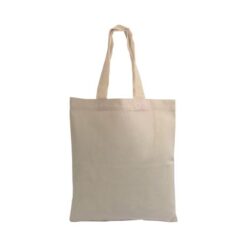 135 g/m2 natural cotton mini shopping bag with coloured short handles
