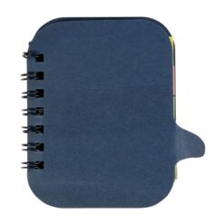 Small cardboard ring-bound notebook containing sticky notes
