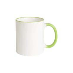 White grade A ceramic mug with coloured handle and edge, For dishwashers White grade A ceramic mug with coloured handle and edge, For dishwashers