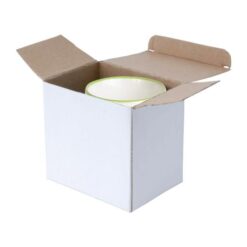White grade A ceramic mug with coloured handle and edge, For dishwashers