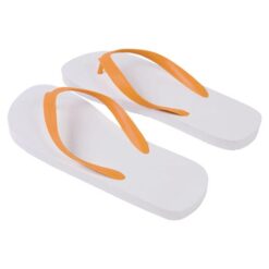 UNISEX flip-flops with white PE (120 g) sole and coloured PVC straps. One size (40-44) UNISEX flip-flops with white PE (120 g) sole and coloured PVC straps. One size (40-44)