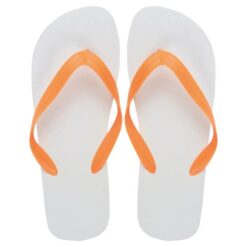 UNISEX flip-flops with white PE (120 g) sole and coloured PVC straps. One size (40-44)