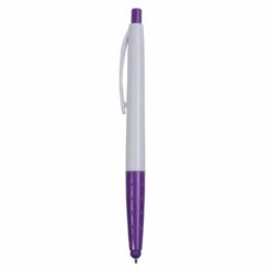 Plastic snap pen with touchscreen rubber tip
