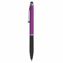 Plastic twist pen with rubberised grip and touchscreen rubber tip