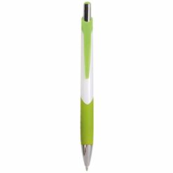Plastic snap pen with white barrel and rubberised coloured grip to match the clip Plastic snap pen with white barrel and rubberised coloured grip to match the clip