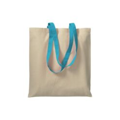 220 g/m2 natural cotton shopping bag with coloured long handles