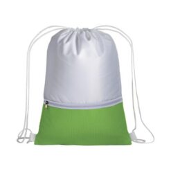 210T polyester backpack with coloured zip pocket and drawstring closure