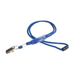 Badge/key string lanyard with customisable insert and choke-proof release clasp