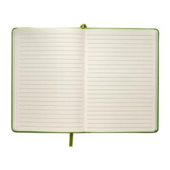 PU notebook with coloured elastic, ruled sheets (80 pages), ivory colour, satin bookmark
