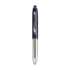 Mini silver plastic pen with metal lid and clip, light and touchscreen rubber tip Mini silver plastic pen with metal lid and clip, light and touchscreen rubber tip