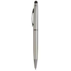 Metal coloured twist pen with matching touchscreen rubber tip