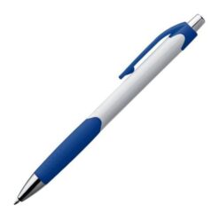 Plastic ball pen with white shaft and rubber grip Plastic ball pen with white shaft and rubber grip