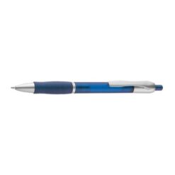 Frosted plastic ball pen with grooved rubber grip