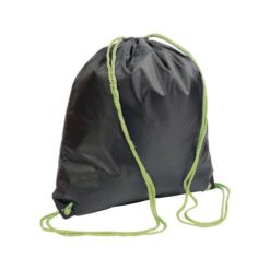 Black 210T polyester backpack with drawstring closure, reinforced black corners Black 210T polyester backpack with drawstring closure, reinforced black corners