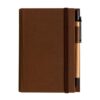 Cardboard notepad with coloured elastic, pen, ruled sheets (70 pages) and sticky notes