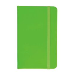 Fluorescent PU notebook with coloured elastic, ruled sheets (80 pages), satin bookmark