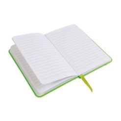 Fluorescent PU notebook with coloured elastic, ruled sheets (80 pages), satin bookmark