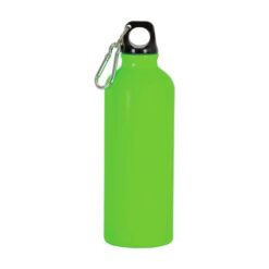 Aluminium water bottle (500 ml) with plastic lid and snap hook (22 cm tall)